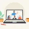 Gezeichneter Laptop mit Webinar