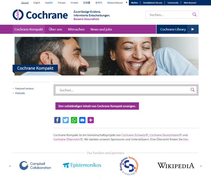Cochrane Kompakt Webseite